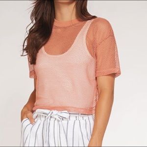 Dex Small  Sheer Top. Pinkish Peach